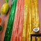 Hawaiian Luau Party Decorations – Set of 2 Foil Fringe Curtains (3.3 x 6.6 ft) in Green, Brown & Yellow, Perfect as Photo Booth Props or Tinsel Streamer Backdrops for Tropical Summer Aloha Parties